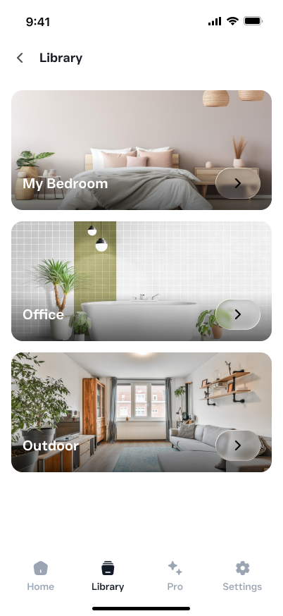 Archythink saved design library screen